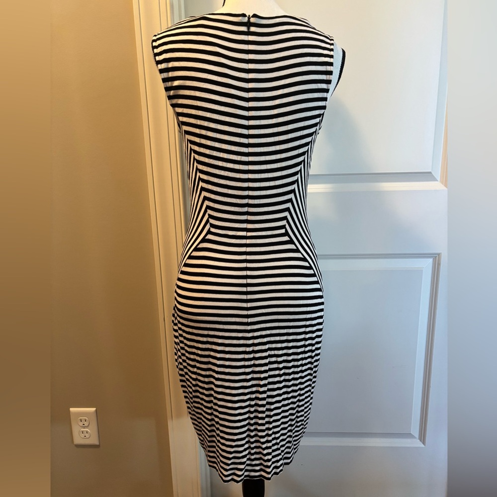 Calvin Klein Black and White Striped Midi Dress - Picture 5 of 7
